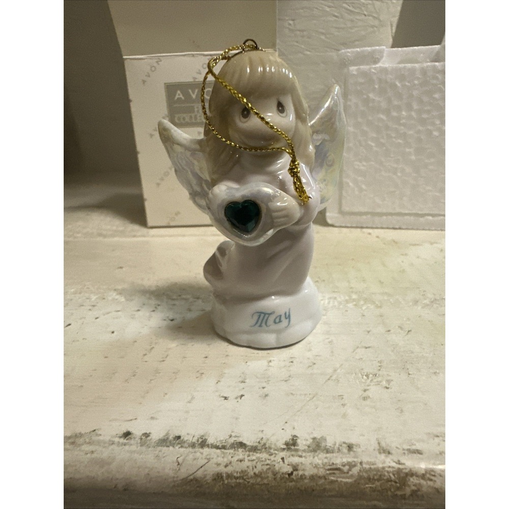 1997 Precious Moments May Birthstone Angel Christmas Ornament Avon - Picture 4 of 4